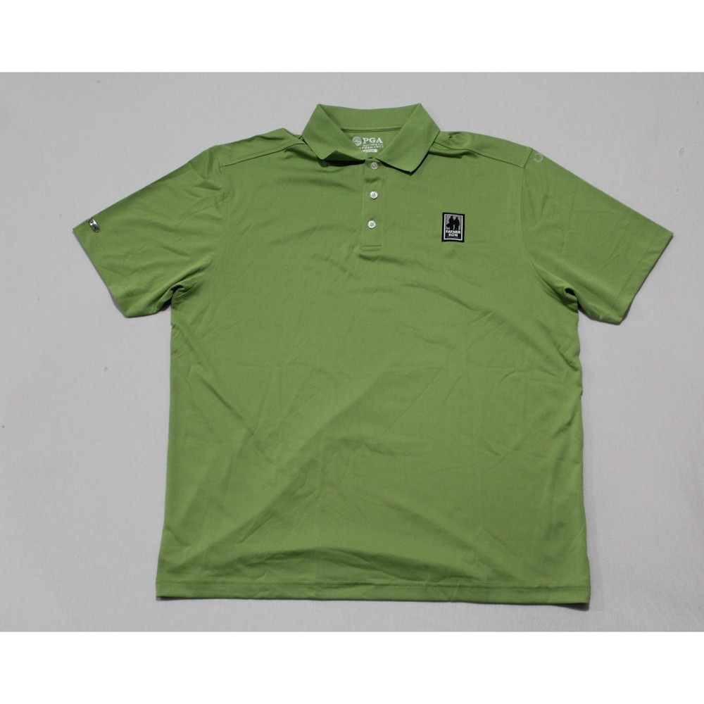 PGA Performance Men Green Polo Shirt Size Large